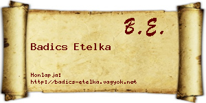 Badics Etelka névjegykártya